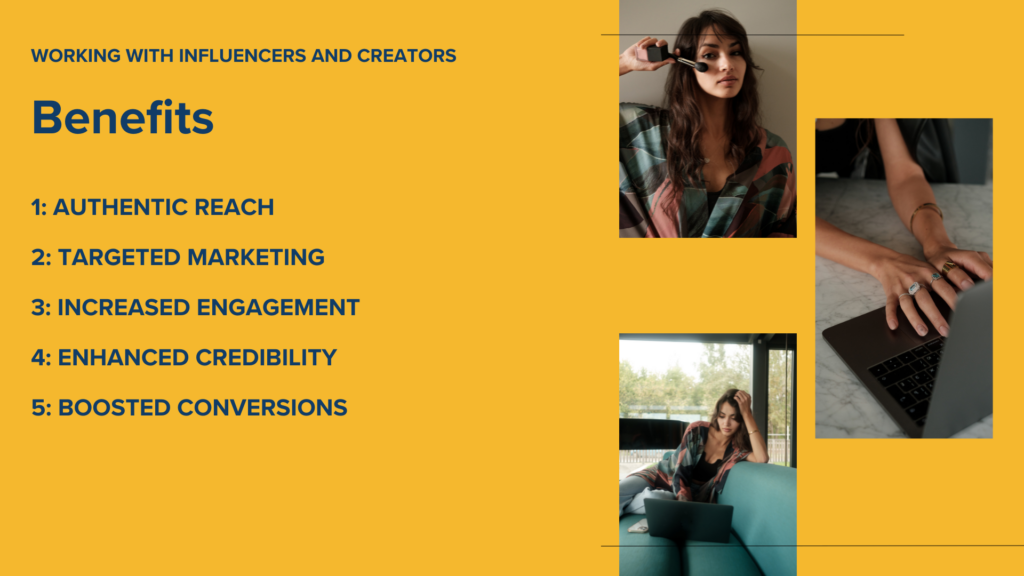 Top benefits of influencer marketing including brand awareness, niche targeting, and higher conversion rates